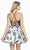 Alyce Paris - 3911 Mikado Halter Brocade A-line Dress In Blue and Silver
