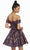 Alyce Paris - 3914 Jacquard Halter A-line Dress In Black and Red