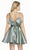 Alyce Paris - 3917 Bow Accent Sparkly Metallic Cocktail Dress In Green