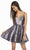 Alyce Paris - 3918 Illusion Plunging V Neck Sparkly Cocktail Dress In Purple
