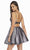 Alyce Paris - 3918 Illusion Plunging V Neck Sparkly Cocktail Dress In Purple