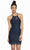 Alyce Paris - 4140 Lace Halter Sheath Cocktail Dress In Blue