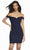 Alyce Paris - 4156 Off Shoulder Short Glitter Jersey Dress In Blue