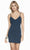 Alyce Paris - 4172 Glitter V-Neck Sheath Cocktail Dress In Blue