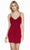 Alyce Paris - 4172 Glitter V-Neck Sheath Cocktail Dress In Red