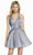 Alyce Paris - 4182 Plunging V-Neck A-Line Cocktail Dress In Blue