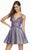 Alyce Paris - 4183 Strappy V-Neck Cutout A-Line Cocktail Dress In Blue and Purple