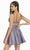 Alyce Paris - 4183 Strappy V-Neck Cutout A-Line Cocktail Dress In Blue and Purple
