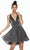 Alyce Paris - 4191 Sleeveless V Neck Pleated Sparkly Jersey Dress In Silver and Gray