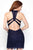 Alyce Paris  - 4440 Sleeveless Lace Halter Cocktail Dress in Blue