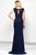 Alyce Paris - 5798 Beaded Lace Bateau Jersey Sheath Dress In Blue