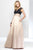 Alyce Paris - 5823 Beaded Lace V-neck Satin A-line Dress In Neutral and Black