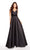 Alyce Paris - 60105 Sleeveless Plunging Square-Cut Back Mikado Gown in Black