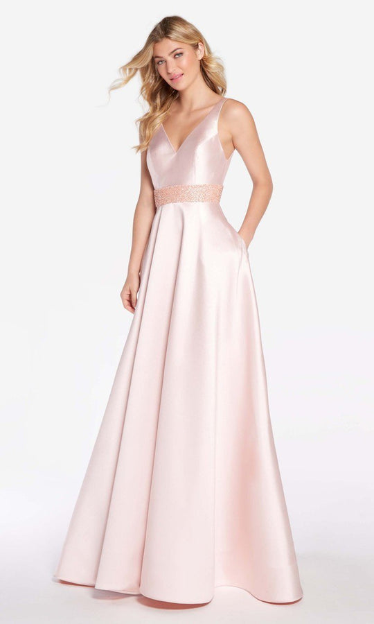 Alyce Paris - 60105 Sleeveless Plunging Square-Cut Back Mikado Gown in Pink