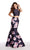 Alyce Paris - 60178 Two-Piece Floral Print Mikado Mermaid Gown in Blue and Floral