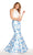 Alyce Paris - 60178 Two-Piece Floral Print Mikado Mermaid Gown in Blue and Floral