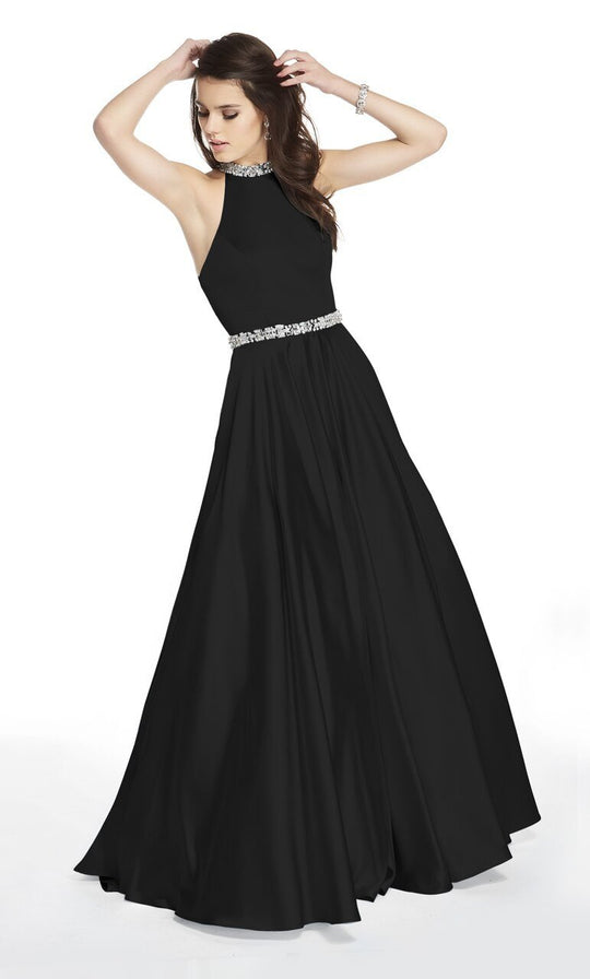 Alyce Paris - 60580 Beaded High Halter A-Line Gown In Black