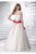 Alyce Paris - 6495 Strapless Embellished Tulle Ballgown In White and Red