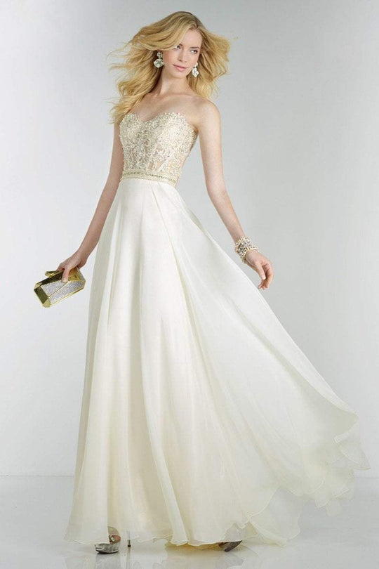 Alyce Paris - 6567 Jeweled Illusion Corset Bodice Gown In White