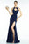 Alyce Paris - 35772 Cutout Fitted Jersey Dress with Slit In Blue