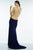 Alyce Paris - 35774 Gold Beaded Halter Jersey Sheath Dress In Blue