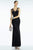 Alyce Paris B'Dazzle - 35794 Scalloped V Neck Lace Long Dress in Black
