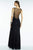 Alyce Paris B'Dazzle - 35794 Scalloped V Neck Lace Long Dress in Black