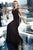 Alyce Paris B'Dazzle - 35794 Scalloped V Neck Lace Long Dress in Black