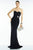 Alyce Paris B'Dazzle - 35805 Strapless Ruched Long Gown with Brooch in Black