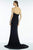Alyce Paris B'Dazzle - 35805 Strapless Ruched Long Gown with Brooch in Black