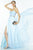 Alyce Paris B'Dazzle - 35812 Strapless Ruched Beaded Gown with Slit in Blue