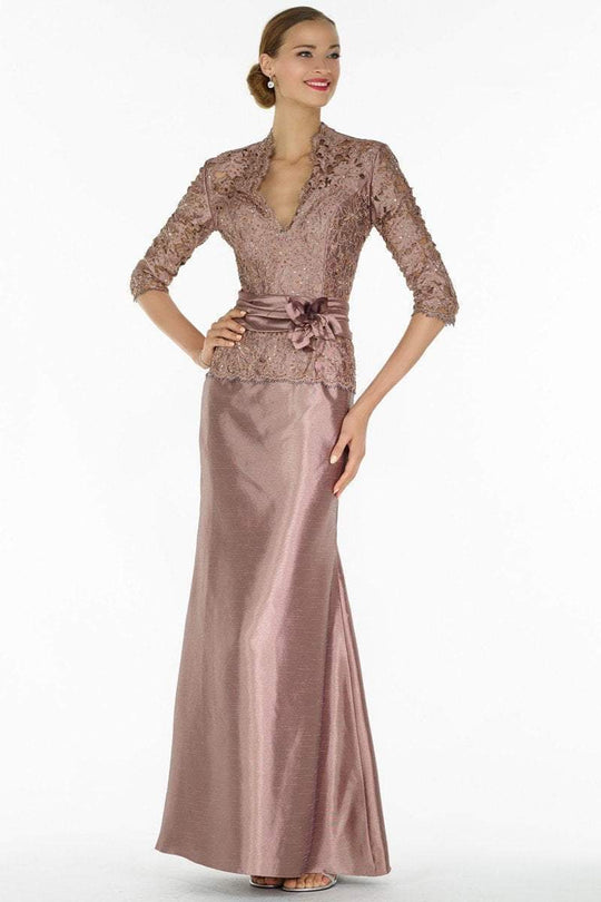 Alyce Paris Black Label - 29143 Classy Lace V Neck Mermaid Gown in Brown