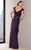 Alyce Paris Black Label - 29698 Cap Sleeves A-line Ruched Gown  in Purple