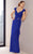 Alyce Paris Black Label - 29698 Cap Sleeves A-line Ruched Gown  in Blue