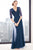 Alyce Paris Black Label - 29704 Beaded Lace V-Neckline Evening Gown in Blue