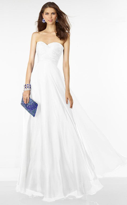 Alyce Paris B'Dazzle - 35781 Cutout Back Strapless A-Line Gown in White