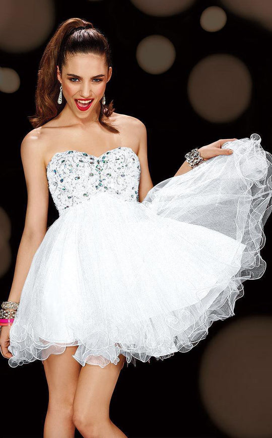 Alyce Paris  - 3594 Jeweled Sweetheart Bodies Cocktail Dress in White