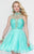 Alyce Paris Sweet 16 - 3681 High Neck Embellished Cocktail Dress in Blue and Gold