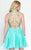 Alyce Paris Sweet 16 - 3681 High Neck Embellished Cocktail Dress in Blue and Gold