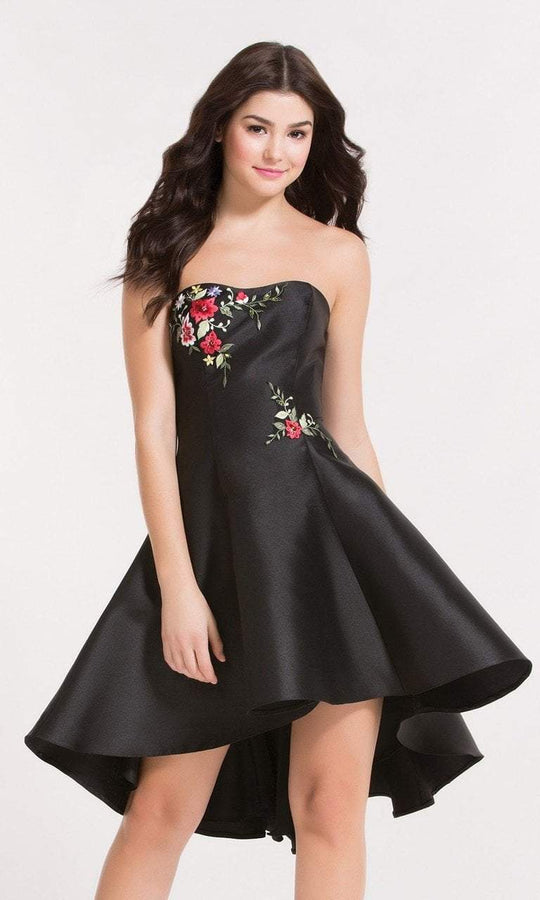 Alyce Paris Homecoming - 3699 Semi-sweetheart Floral A-line Dress in black