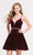 Alyce Paris Homecoming - 3712 Embellished Deep V-Neck A-Line Dress in Red