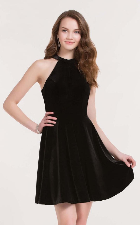 Alyce Paris Homecoming - 3726 Laced Halter Neck A-line Dress in Black