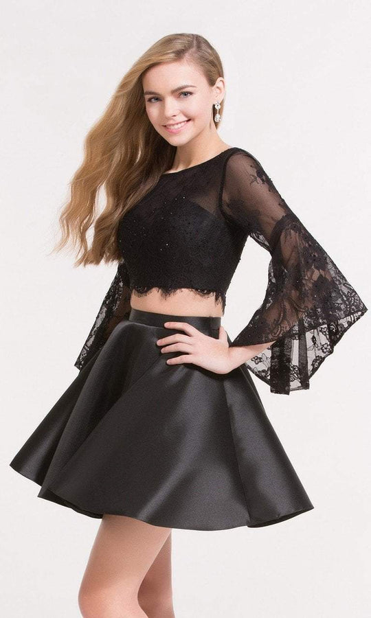 Alyce Paris Homecoming - 3732 Illusion Bateau Neck A-Line Dress in Black