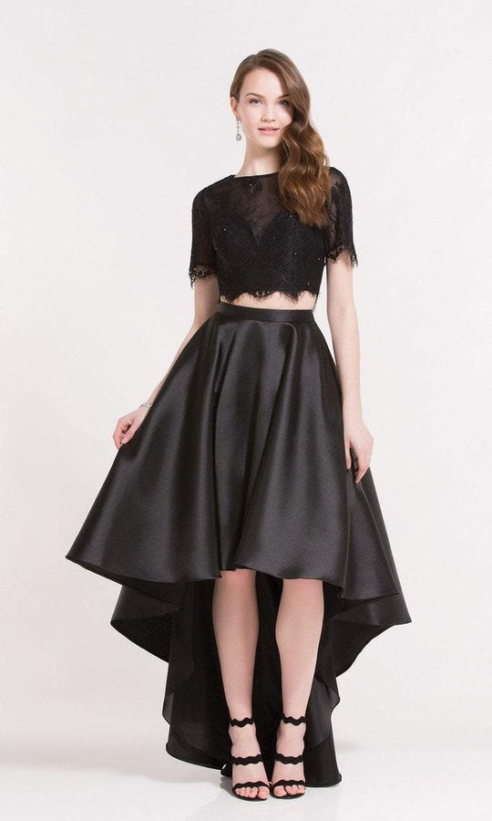 Alyce Paris Homecoming - 3733 Two-Piece Bateau Neck A-Line Dress in Black