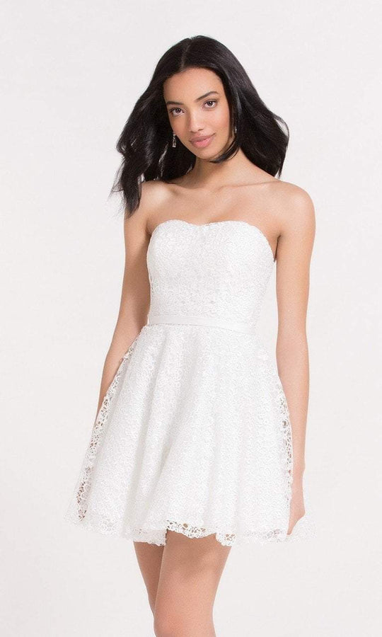 Alyce Paris Homecoming - 3741 Laced Semi-sweetheart A-line Dress in White