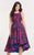 Alyce Paris Homecoming - 3744 Floral Scoop Neck A-Line Dress in Red and Blue