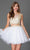 Alyce Paris  - 4437 Two Piece Beaded Rhinestone Cocktail Dress in White and Gold