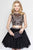 Alyce Paris  - 4446 Illusion Jewel Neck A-Line Dress in Black and Gold