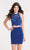Alyce Paris Homecoming - 4473 Embellished Halter Neck Sheath Dress in Blue