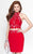 Alyce Paris  - 46520 Beaded Two Piece Floral Halter Short Dress in Red